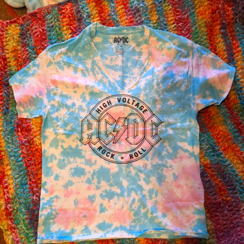 AC/DC band oversized tie dye T-shirt
